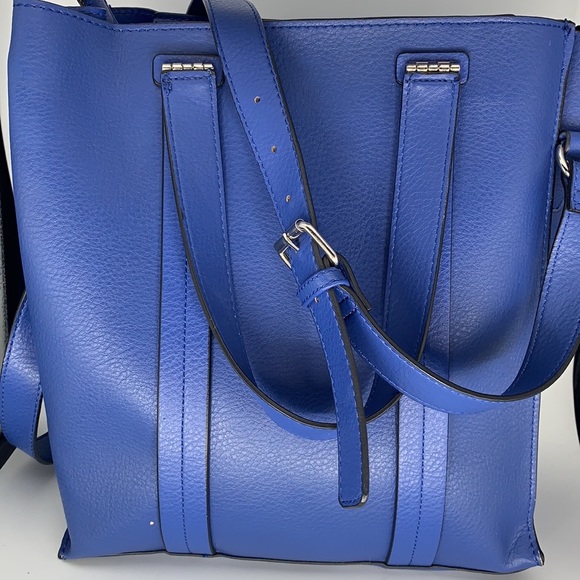 Zara cobalt blue vegan leather tote bag that comes with long strap - Picture 6 of 10